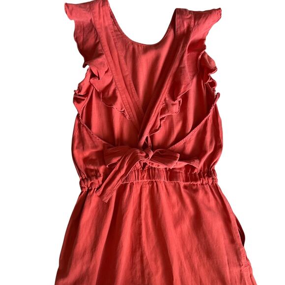 Ulla Johnson Viola Ruffled Linen Wide Leg Jumpsuit in Chili Pockets Size 8 - Picture 12 of 12